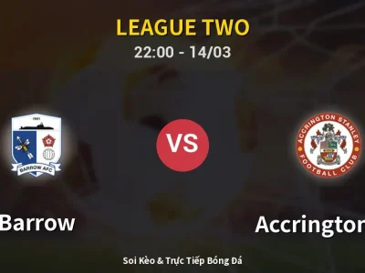 🔴 Trực Tiếp: Barrow 0-0 Accrington ST – Link Xem League Two (Full HD)
