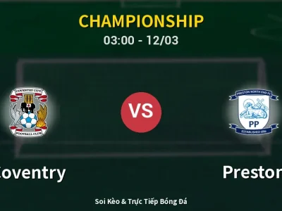 Kết Quả: Coventry 3-0 Preston – Highlight & Bàn Thắng | Championship