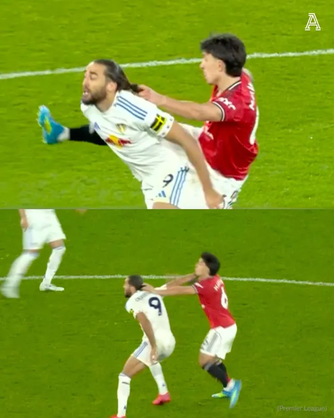 Lisandro báo hại MU vì pha kéo tóc ngớ ngẩn với Calvert-Lewin. Ảnh - The Athletic